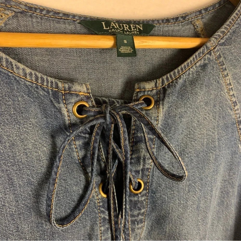 Lauren Ralph Lauren Lace Up Denim Shirt Dress - Picture 5 of 6